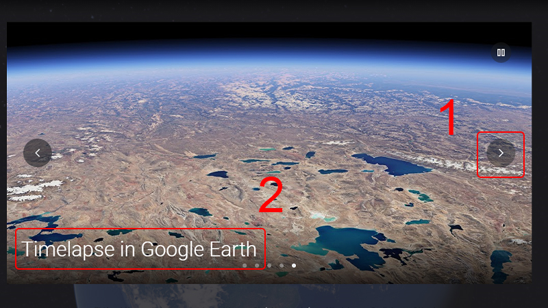 Bấm sang phải đến khi thấy Timelapse in Google Earth